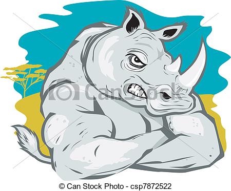 Cartoon Rhino In A Tough Guy Pose Csp7872522   Search Clipart    
