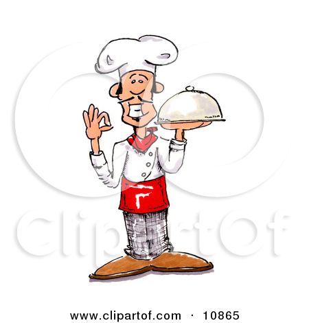 Chefs Hat Holding A Serving Platter Clipart Picture By Spanky Art