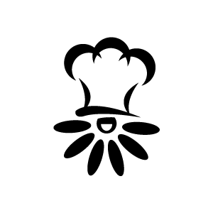 Clipart   Black Flower With Hat Of The Chef With White Background