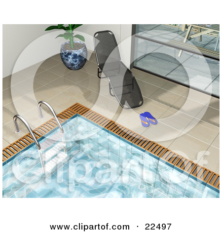 Clipart Illustration Of A Floating Lounger In An Indoor Swimming Pool
