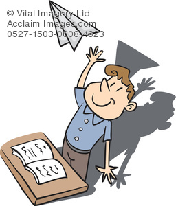 Clipart Illustration Of A Student Flying A Paper Airplane   Acclaim