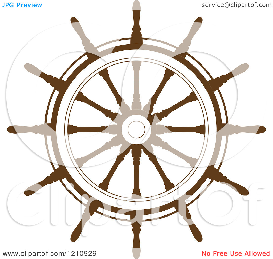 Clipart Of A Brown Ship Steering Wheel Helm   Royalty Free Vector    