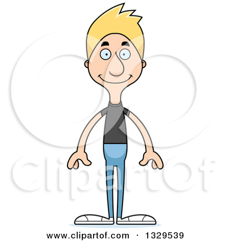 Clipart Of A Cartoon Happy Tall Skinny White Casual Man   Royalty Free