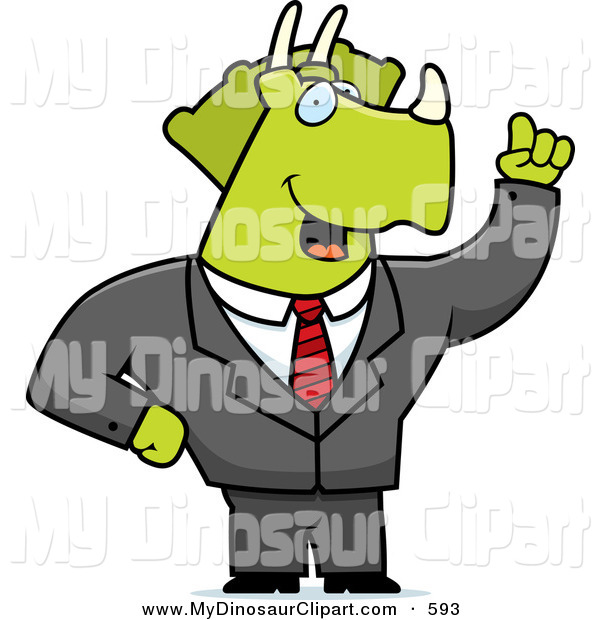 Clipart Of A Green Business Triceratops With An Idea By Cory Thoman