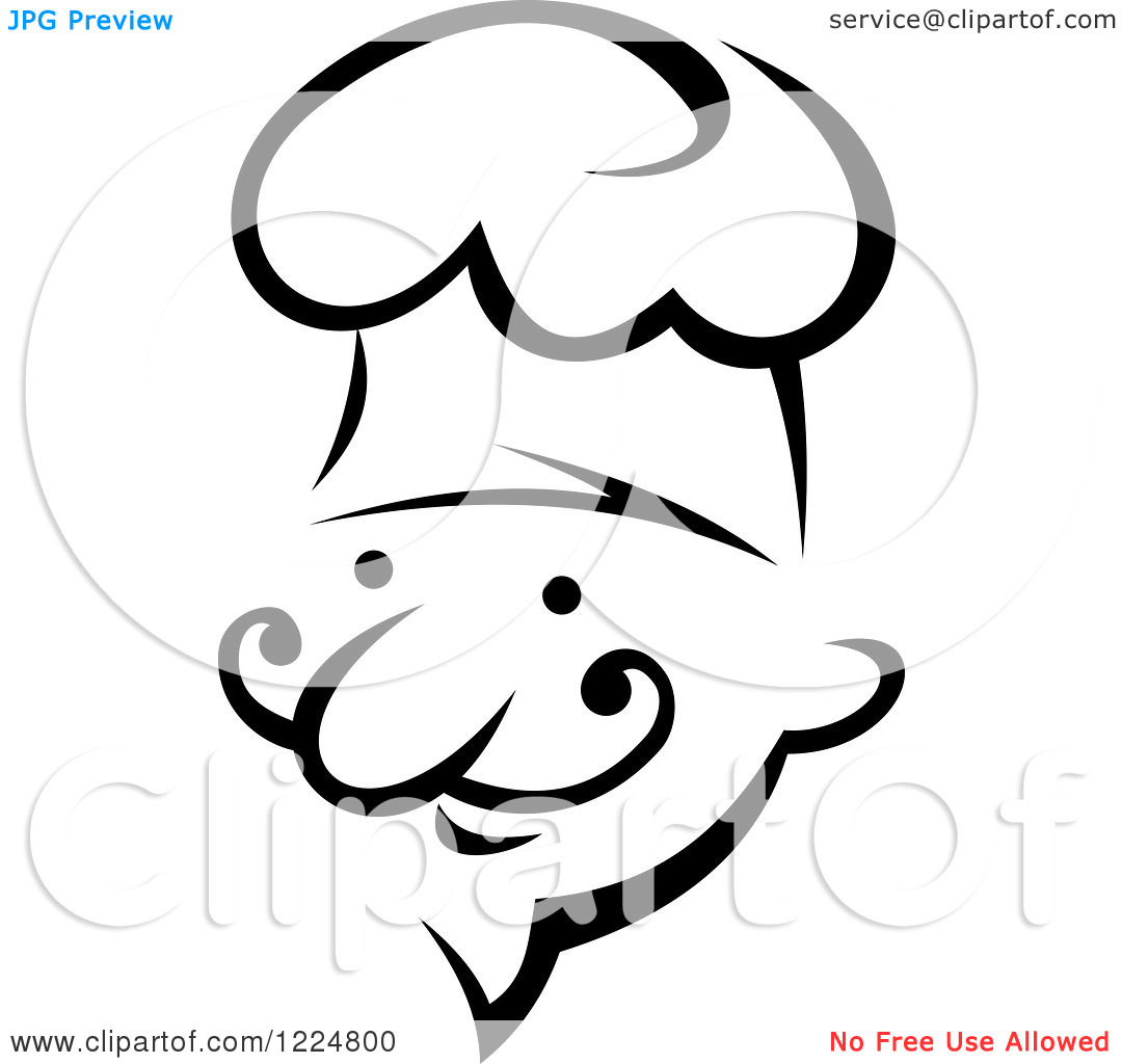 Clipart Of A Happy Black And White Male Chef Wearing A Toque Hat 8