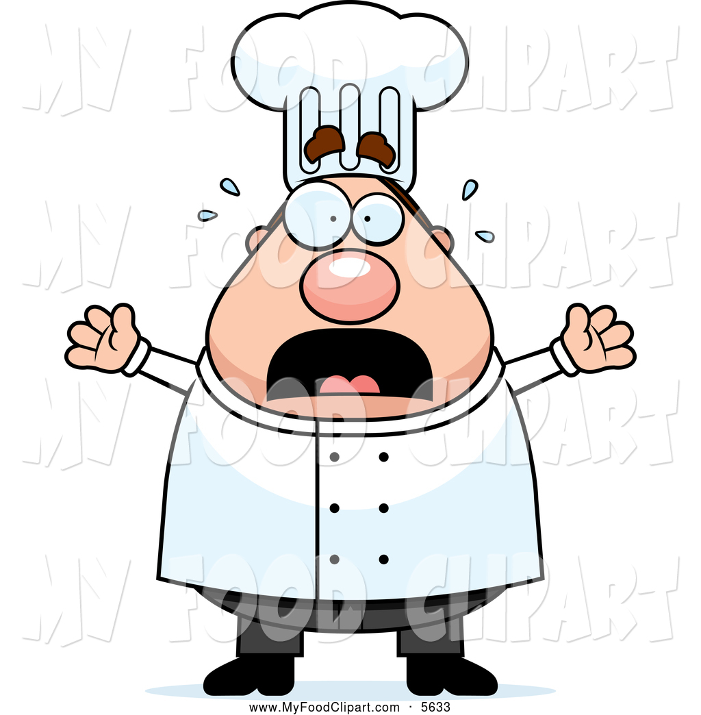 Larger Preview  Food Clip Art Of A Scared Chubby Male Chef Screaming    