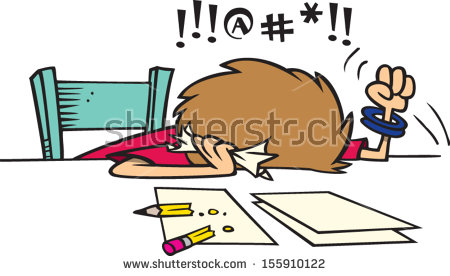 Mad And Stressed Cartoon Woman Working On Her Taxes   Stock Vector