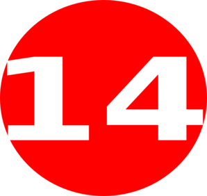 Number 14 Clipart Glossy Red Circle Icon With