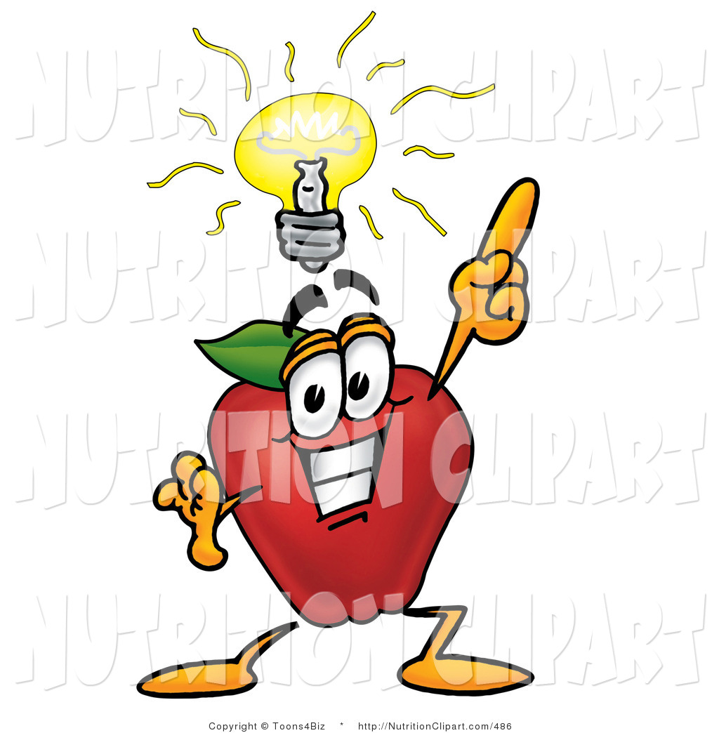 Nutrition Clip Art Of A Smart Red Apple Character Mascot With A Bright    