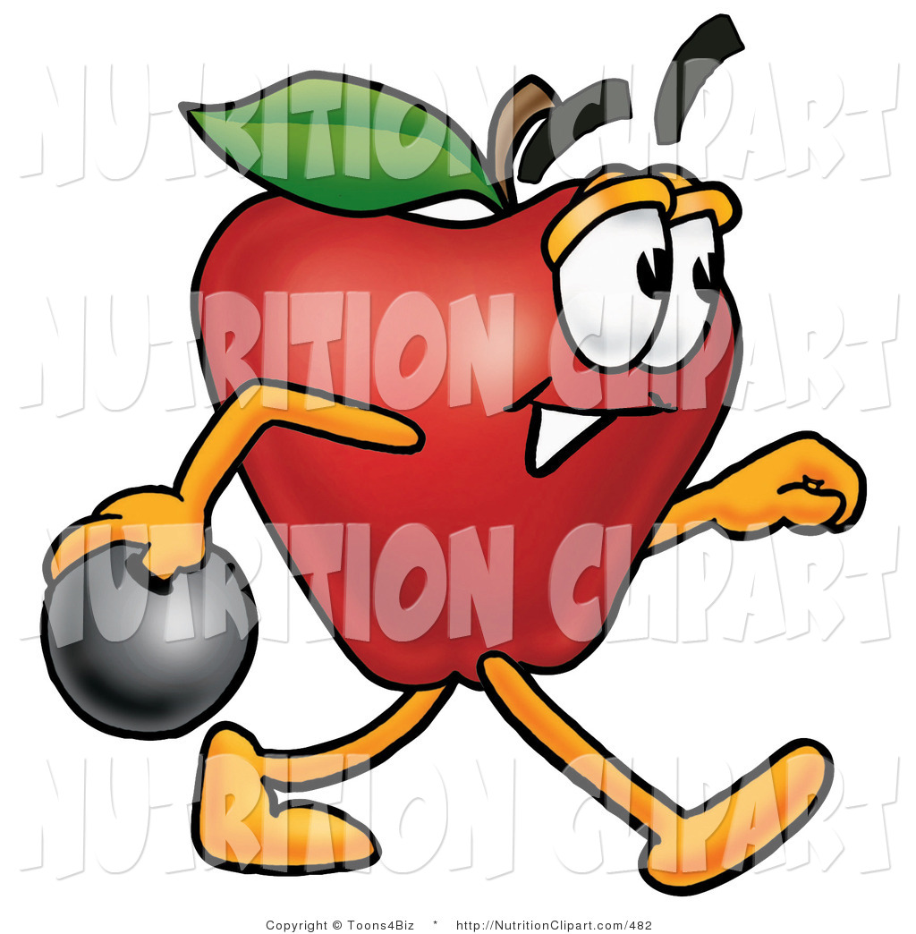Nutrition Clip Art Of A Sporty Red Apple Character Mascot Holding A