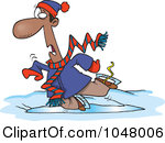 Rf Clip Art Illustration Of A Cartoon Man Falling While Ice Skating
