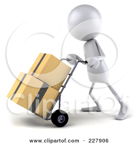 Rf  Clipart Illustration Of A 3d White Bob Character Moving Boxes