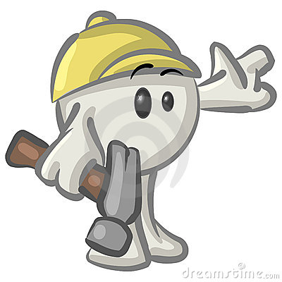 Royalty Free Clipart Picture Of A White Konkee Character Construction
