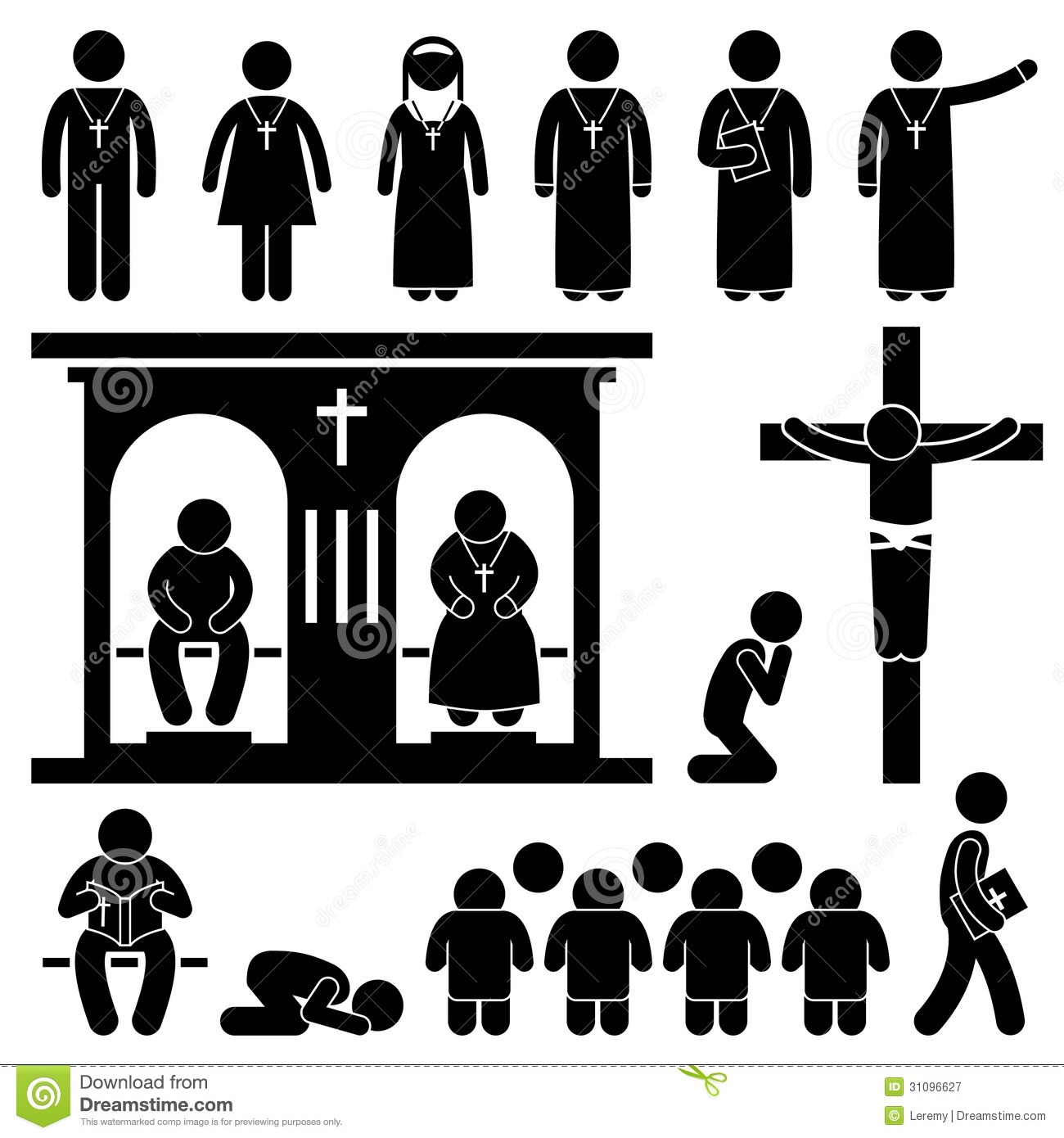 Set Of People Pictogram Representing The People Of Christian Praying