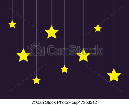 Stars Hanging On Strings Over Dark Sky    Csp17353312   Search Clipart    
