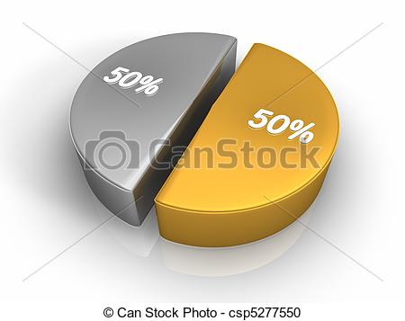 Stock Illustration Of Pie Chart 50 50 Percent   Pie Chart With Fifty