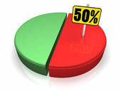 Stock Illustration   Pie Chart 50 50 Percent  Clip Art Gg57223412
