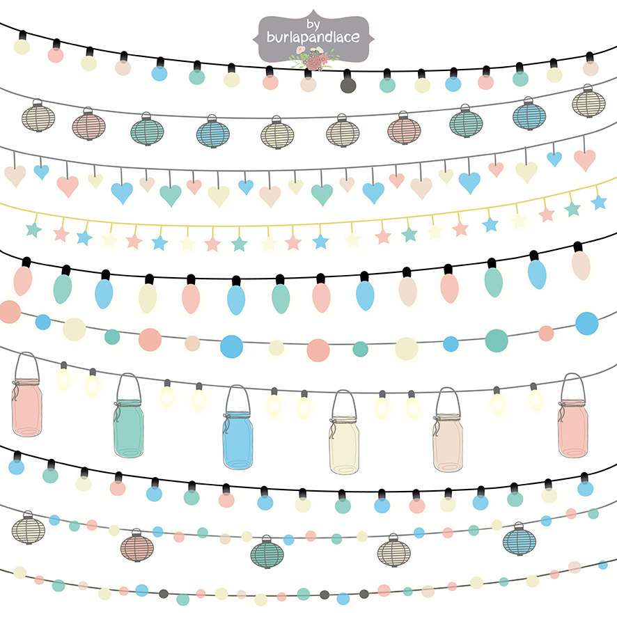 String Lights Clipart Color Wedding Invitation By 1burlapandlace