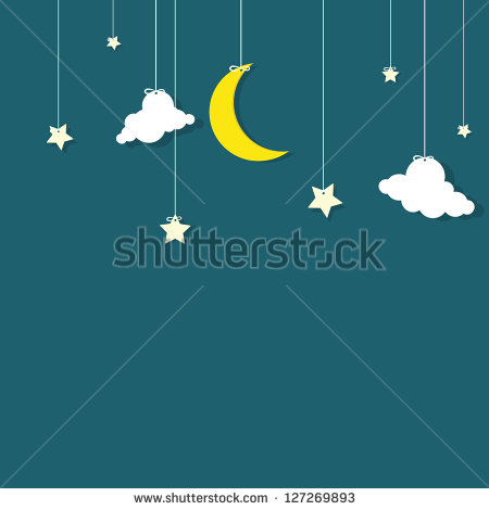 The Night Sky  Moon The Stars And The Clouds Hanging On Threads