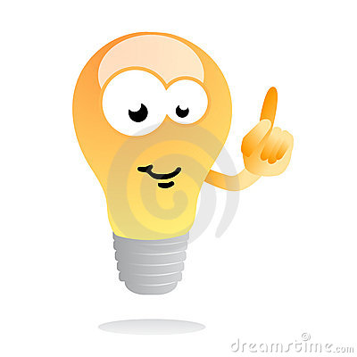 Vector Illustration Of A Light Bulb As Cartoon Comic Character Smiling