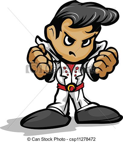 Vectors Illustration Of Tough Guy Rock Star With White Jumpsuit Vector