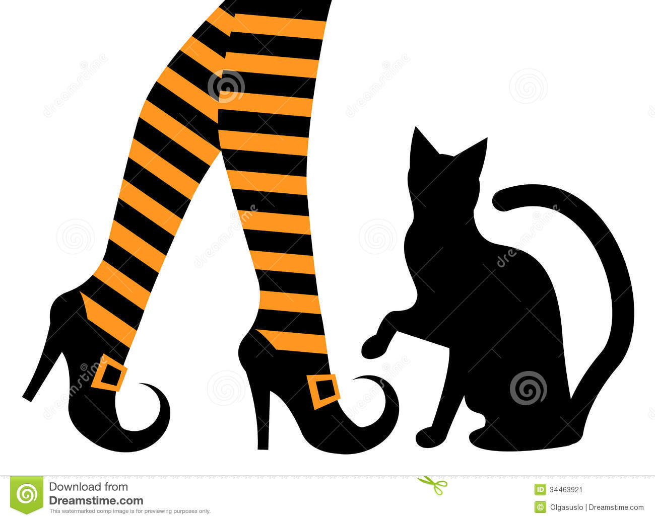Witches Feet In Shoes And A Black Cat Stock Image   Image  34463921