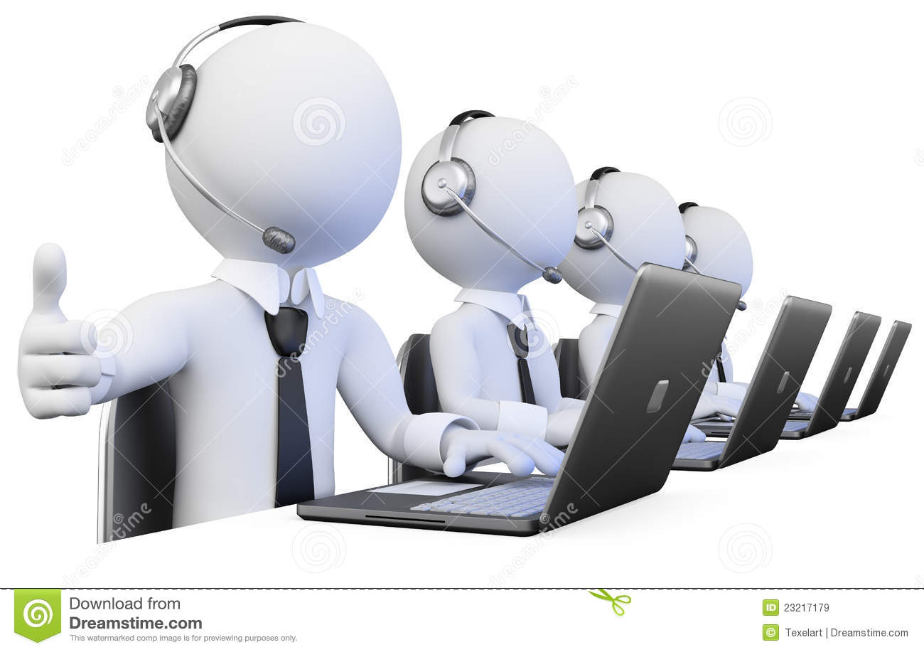 3d Operators Working In A Call Center  Rendered At High Resolution On