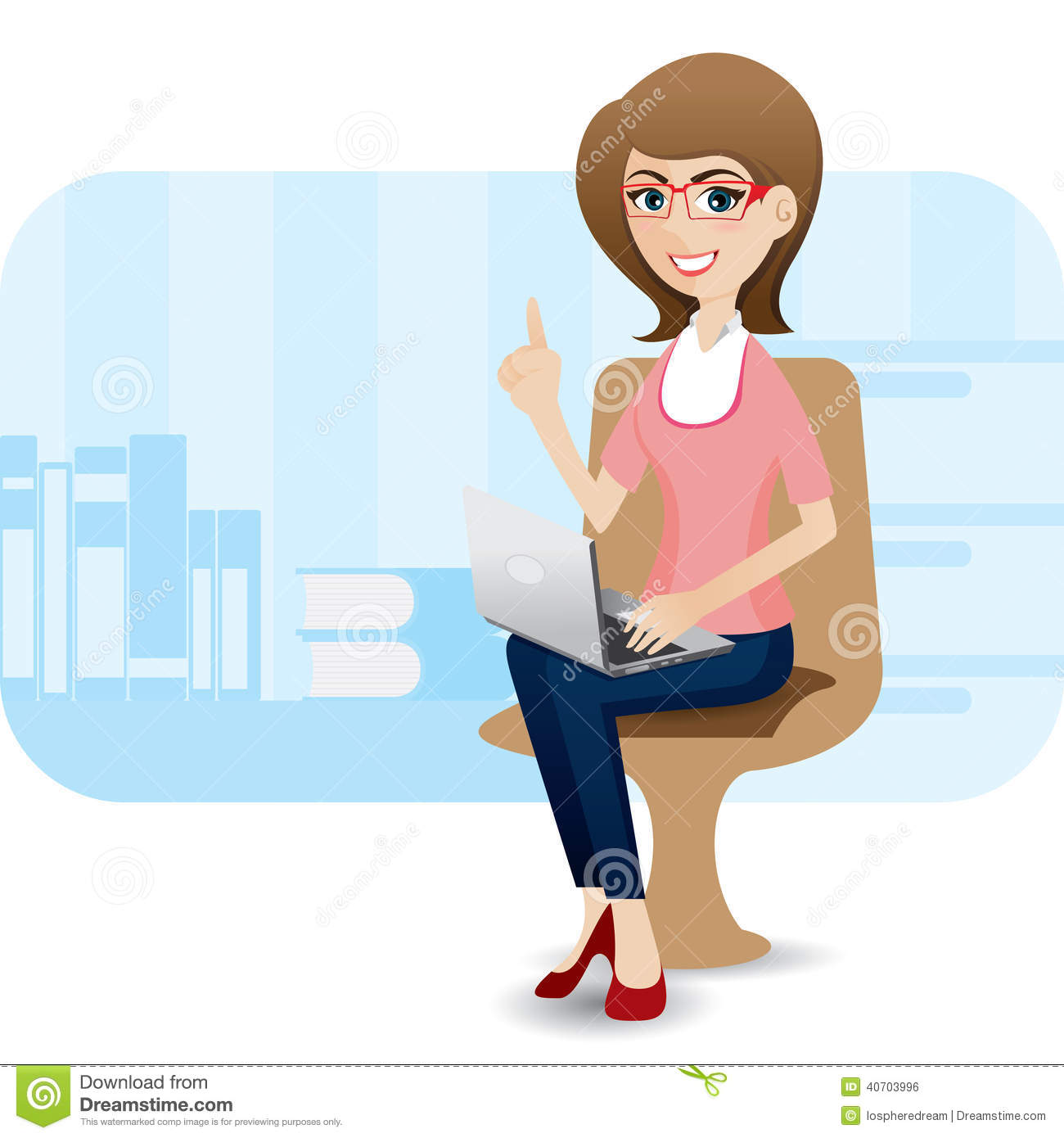 Cartoon Cute Girl With Laptop At Office Stock Vector   Image  40703996