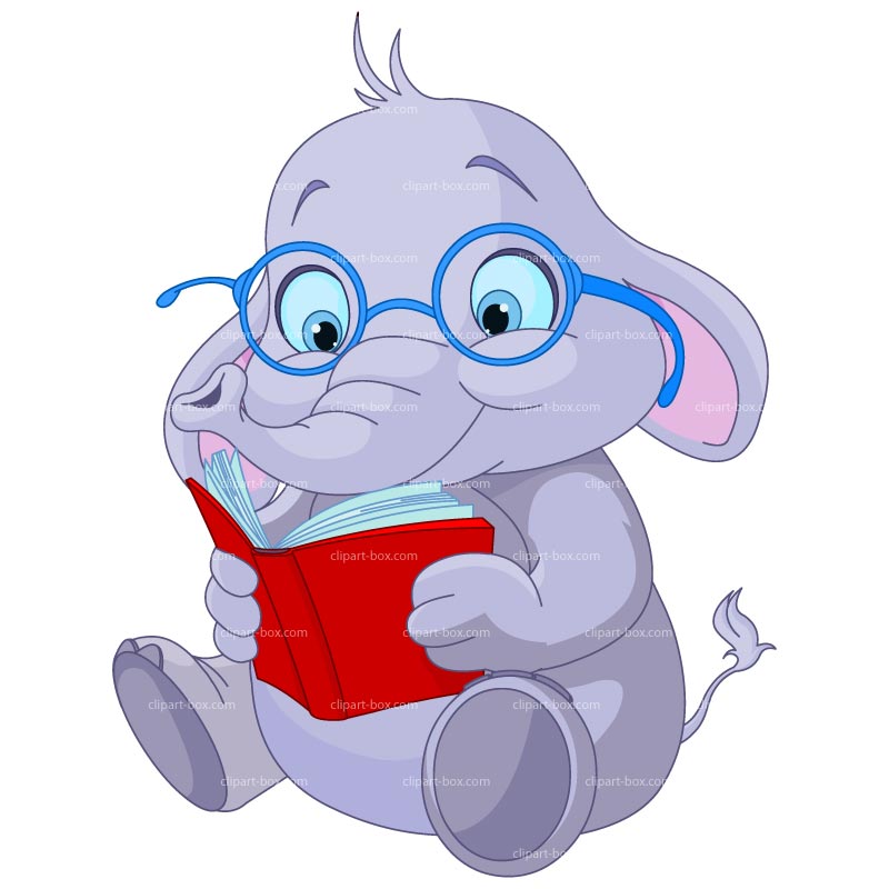 Clipart Elephant Reading Book   Royalty Free Vector Design