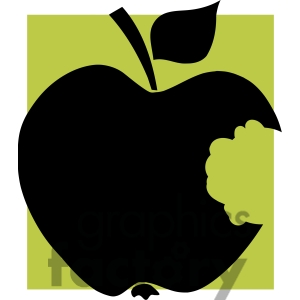 Clipart Illustration Bitten Apple Red Silhouette With Green Background