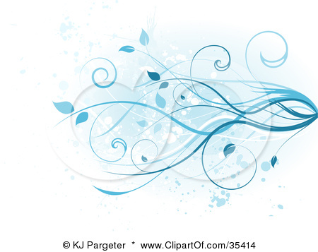 Clipart Illustration Of A Blue Floral Grunge Background With Abstract