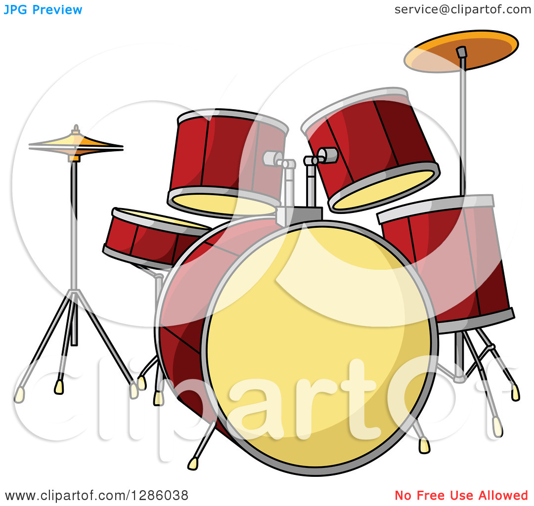 Clipart Of A Red And Yellow Drum Set   Royalty Free Vector
