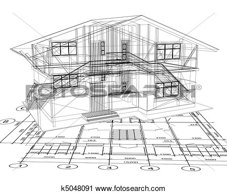 Clipart Of Architecture Blueprint Of A House  Vector K5048091   Search