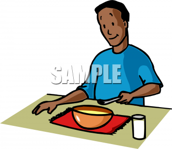 Clipart Picture Of An African American Man Eating A Bowl Of Cereal