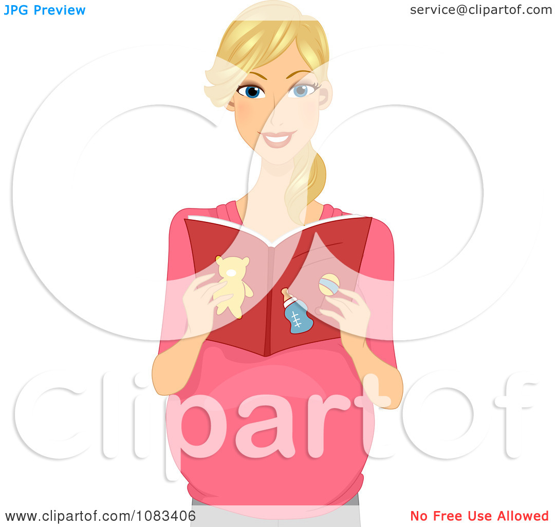 Clipart Pregnant Woman Reading A Baby Book   Royalty Free Vector    