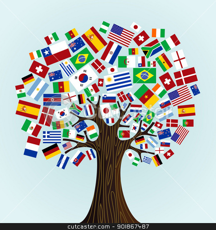 Flags Of The World Tree Stock Vector Clipart Flags Of The World Tree    