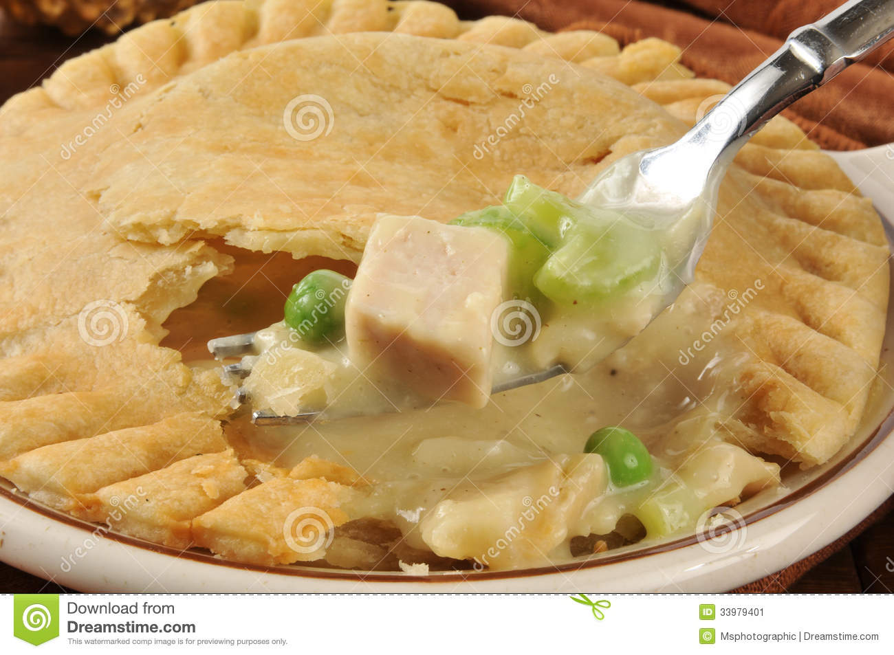Forkful Of Chicken Pot Pie Stock Image   Image  33979401