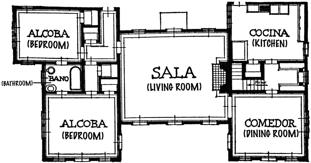 House Blueprint With Spanish Titles   Clipart Etc