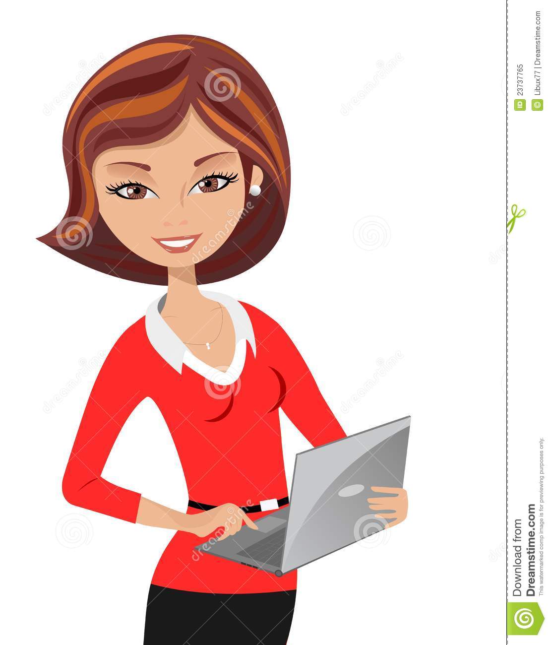 Illustration Of A Smiling Beautiful Business Woman With Notebook And