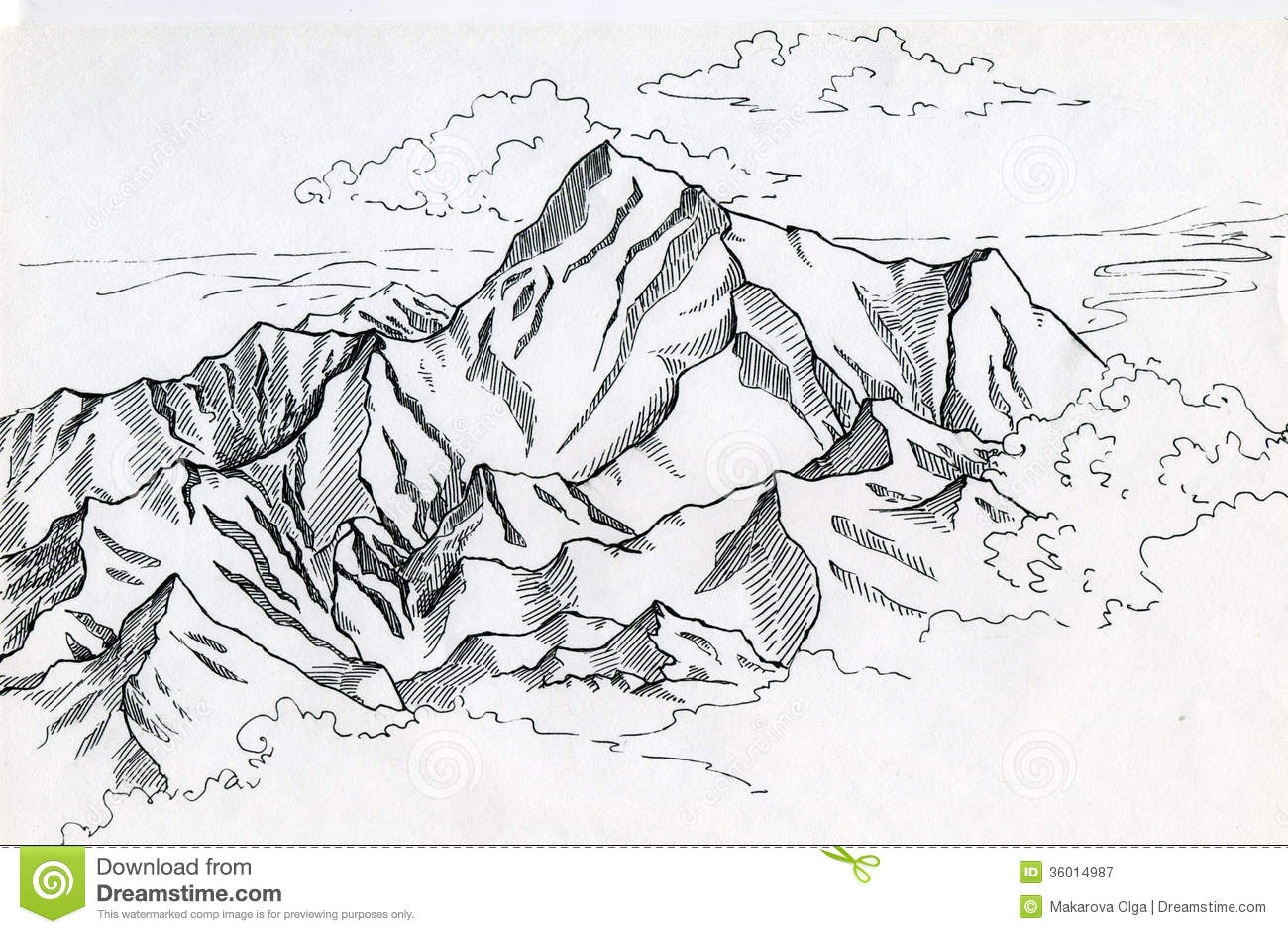 Mountain Sketch Clipart Mountain Range Drawin In Ink