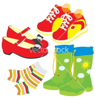 Shoes Socks Gumboots And Boots Vector Art   Download Garment Vectors    