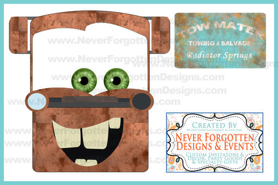To Tow Mater Styled Party Goodie Bag Favor Box Graphics On Etsy
