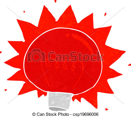 Vector   Cartoon Flashing Red Light Bulb   Stock Illustration Royalty