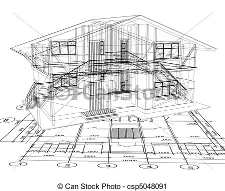 Vector Clip Art Of Architecture Blueprint Of A House Vector