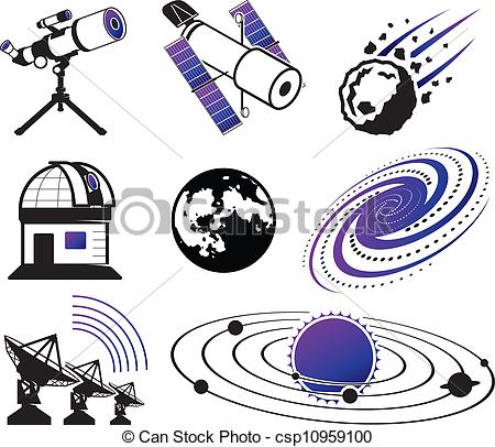 Vector Clipart Of Astronautics And Space Icons  Science And Technology