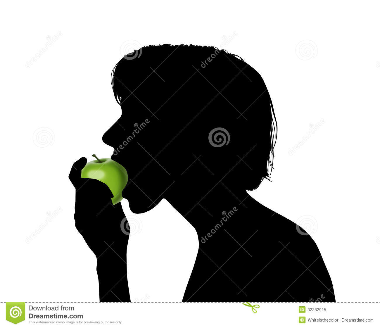Woman Eating A Green Apple Silhouette Royalty Free Stock Photo   Image
