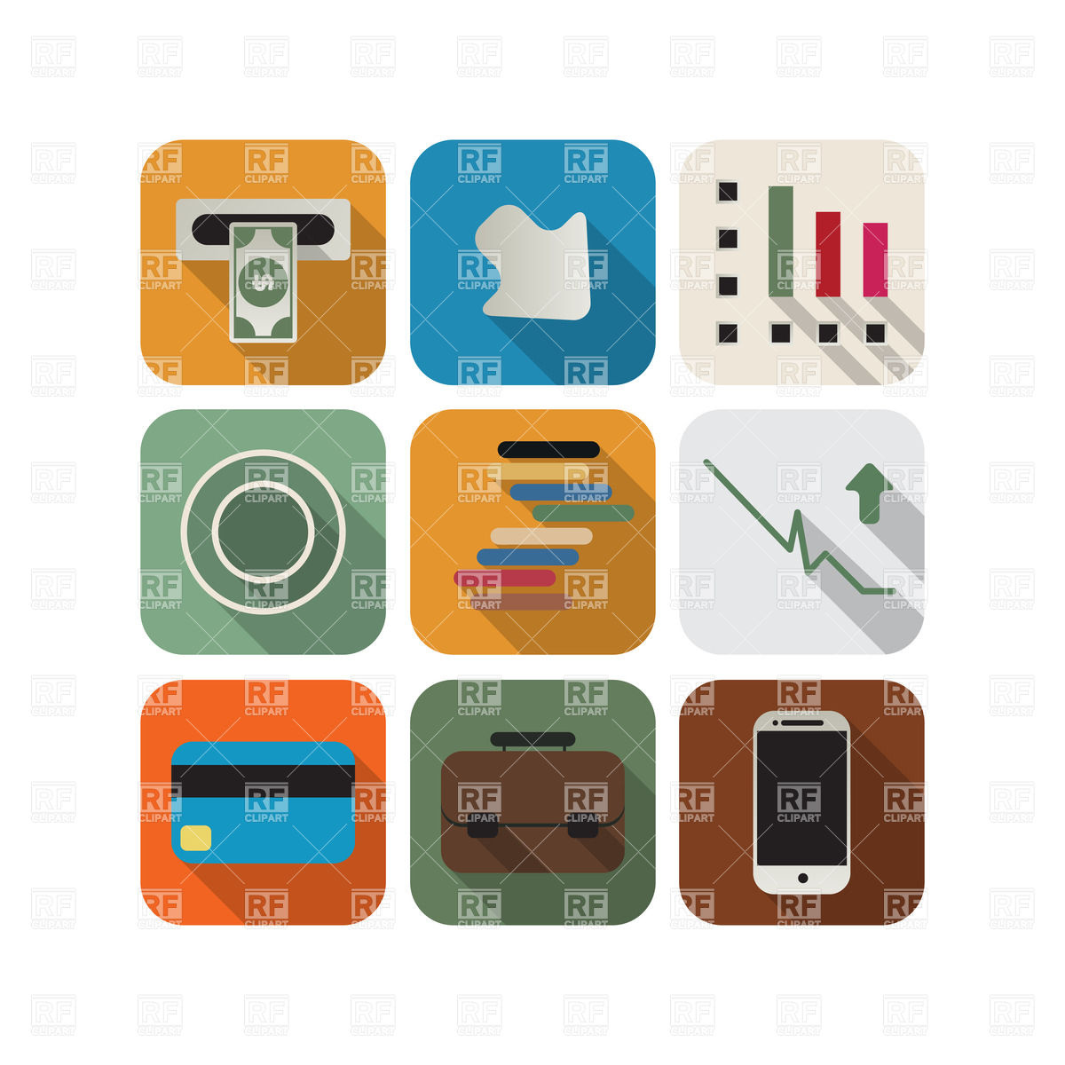 Business Or Finance Flat Appication Icons 25087 Business Finance