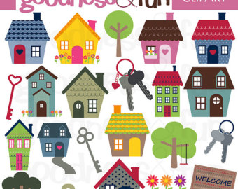 Buy 2 Get 1 Free Home Sweet Home Clipart Digital House Clipart Instant    