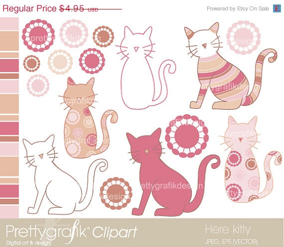 Cat Clipart Commercial Use Vector Graphics By Prettygrafikdesign