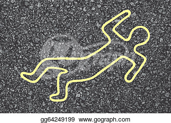 Chalk Outline Of A Dead Body   Stock    